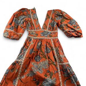 Love the Label Women’s Orange Floral Boho Maxi Dress Size Small